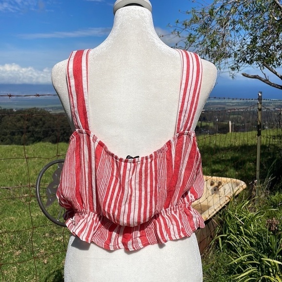 PrettyLittleThing Red and White Ruched Tank Top - Picture 3 of 7
